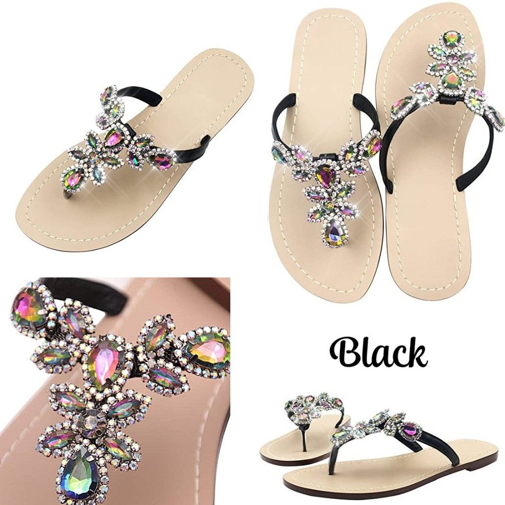 NEW Sparkling Bling Swarovski Crystal Rhinestone Sandals Beach Wedding S… - Picture 5 of 16